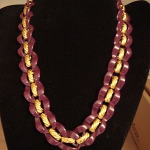 Vintage Napier Interlocking Burgundy Link Necklace